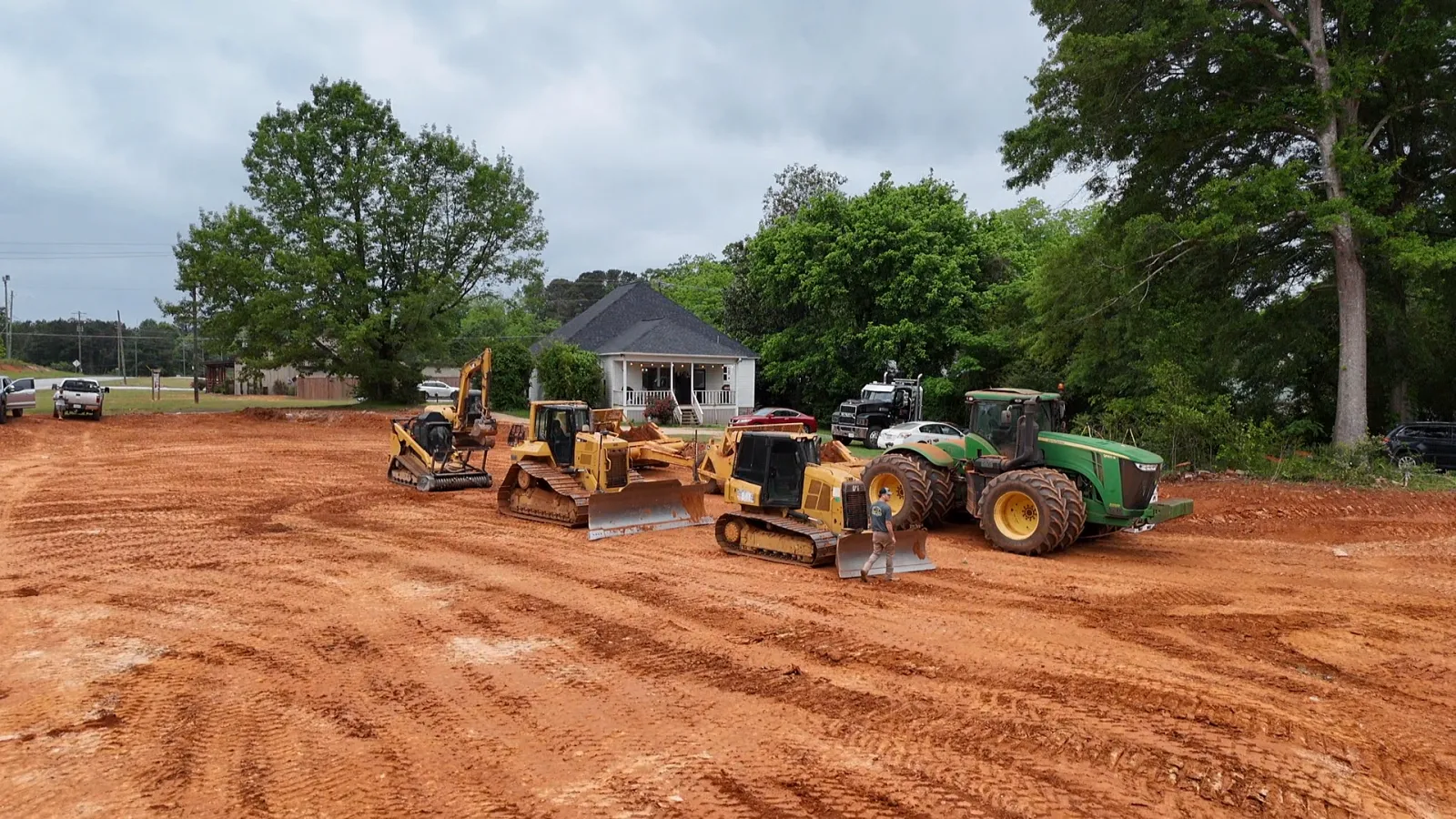Davis Earthworks fleet on a fresh job site